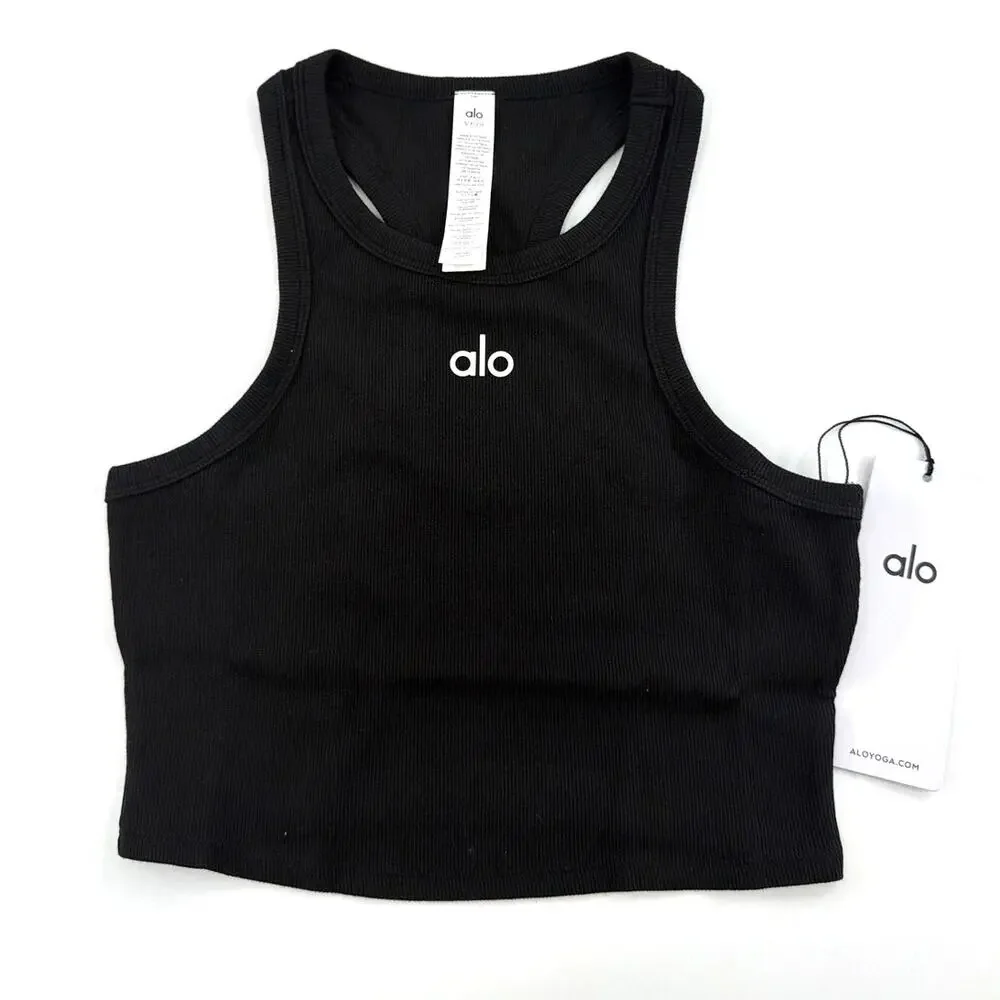 Alo Yoga Black White Aspire Tank Top Size S